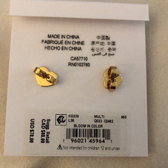 Kate Spade Gold Tone Bloom In Color Stud Earrings Multi Colored CZ Accents NWT - Picture 11 of 11